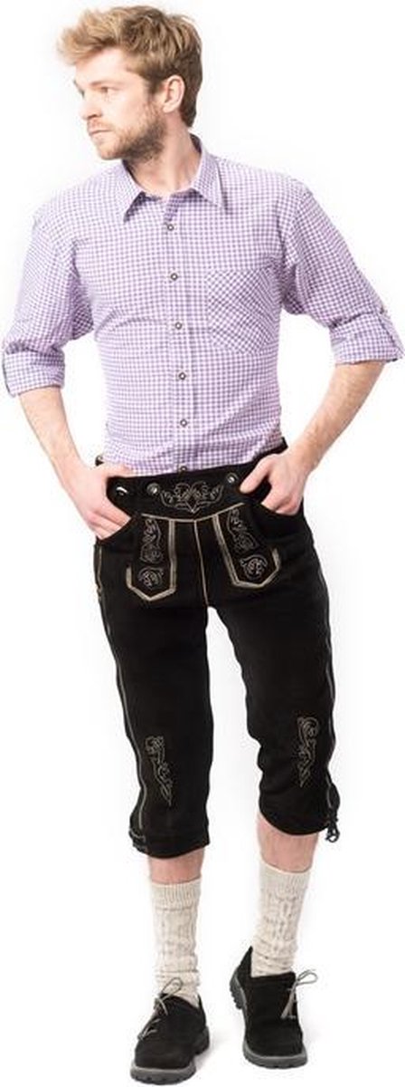 Tannhauser Lederhosen Peter Lang 100% Echt Leder Oktoberfest Heren Lederhosen Man Carnavalskleding Heren - Zwart - Leer- 3XL
