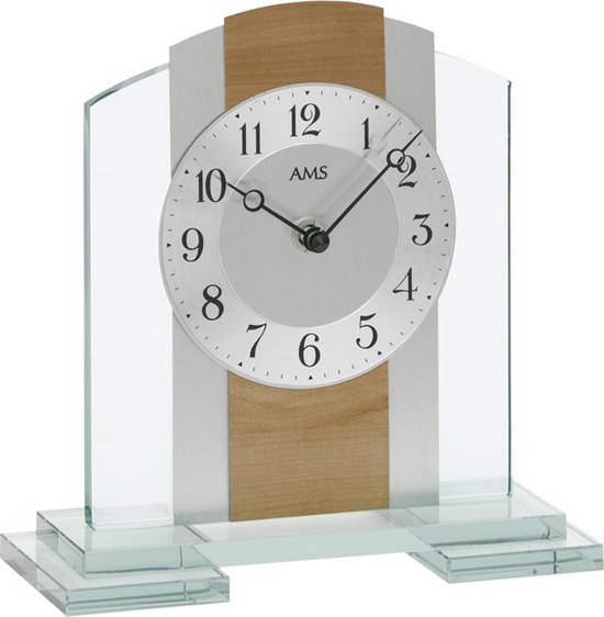 AMS - 1124 - Horloge de table - Verre - Bois