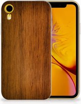 Geschikt voor iPhone XR Silicone Back Cover Donker Hout