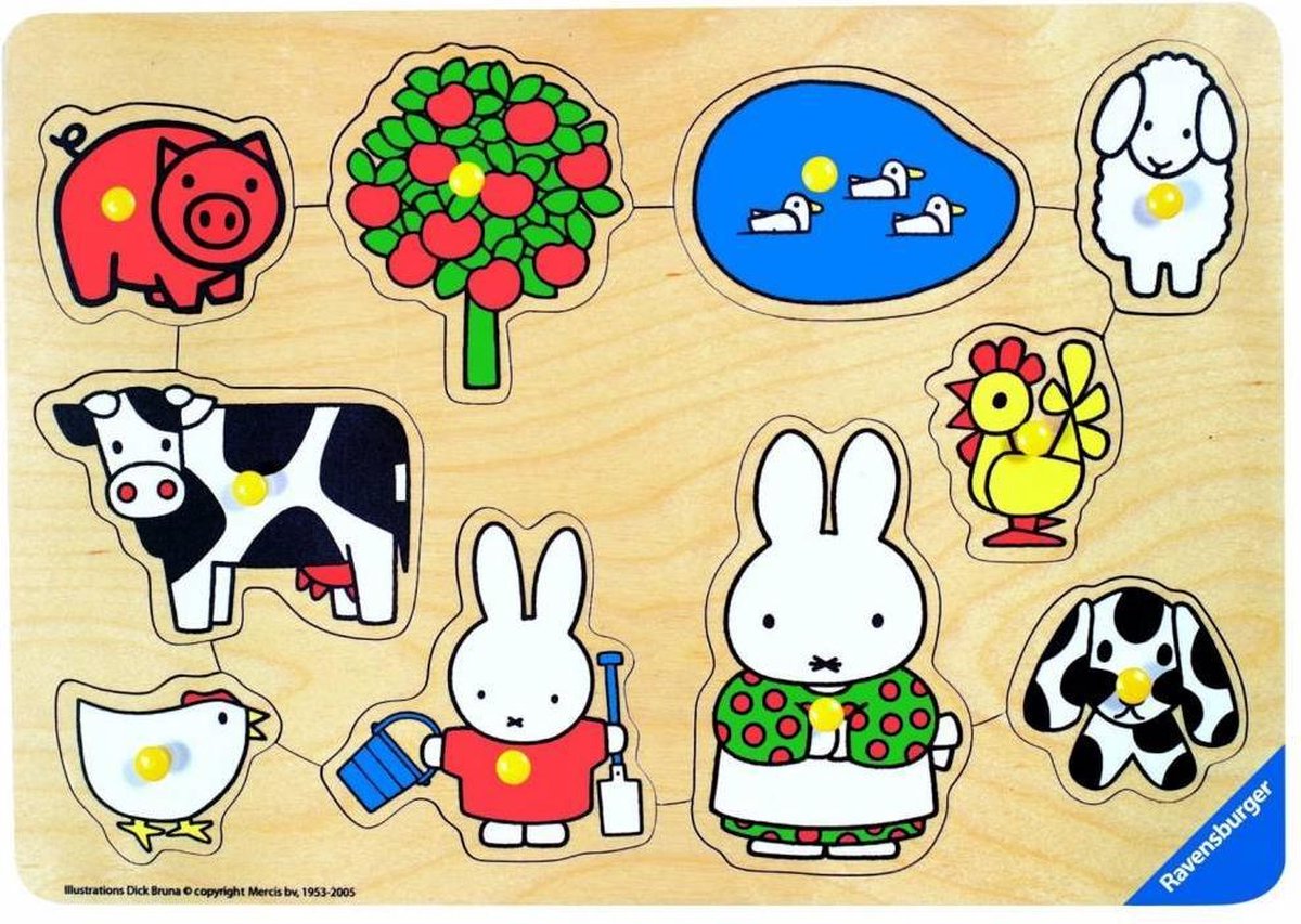 bol.com | Ravensburger Nijntje Op De Boerderij - Speelplank hout 10 stukjes