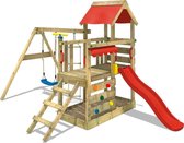 Bol.com WICKEY speeltoestel klimtoestel TurboFlyer met schommel en rode glijbaan outdoor klimtoren voor kinderen met zandbak lad... aanbieding