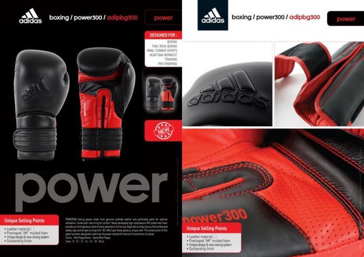 Adidas Power 300 (Kick)Bokshandschoenen - Zwart - 12 oz. | bol.com