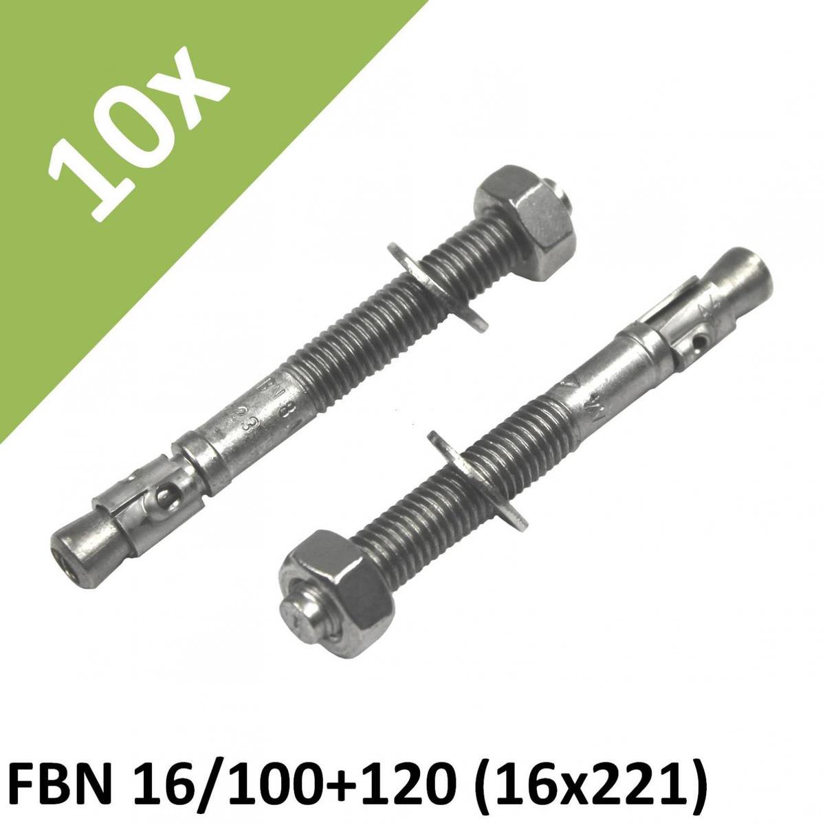Fischer Bolt FBN 8/5 100 pieces # 45131  - 2) 10x FBN 16/100+120 (16x221)