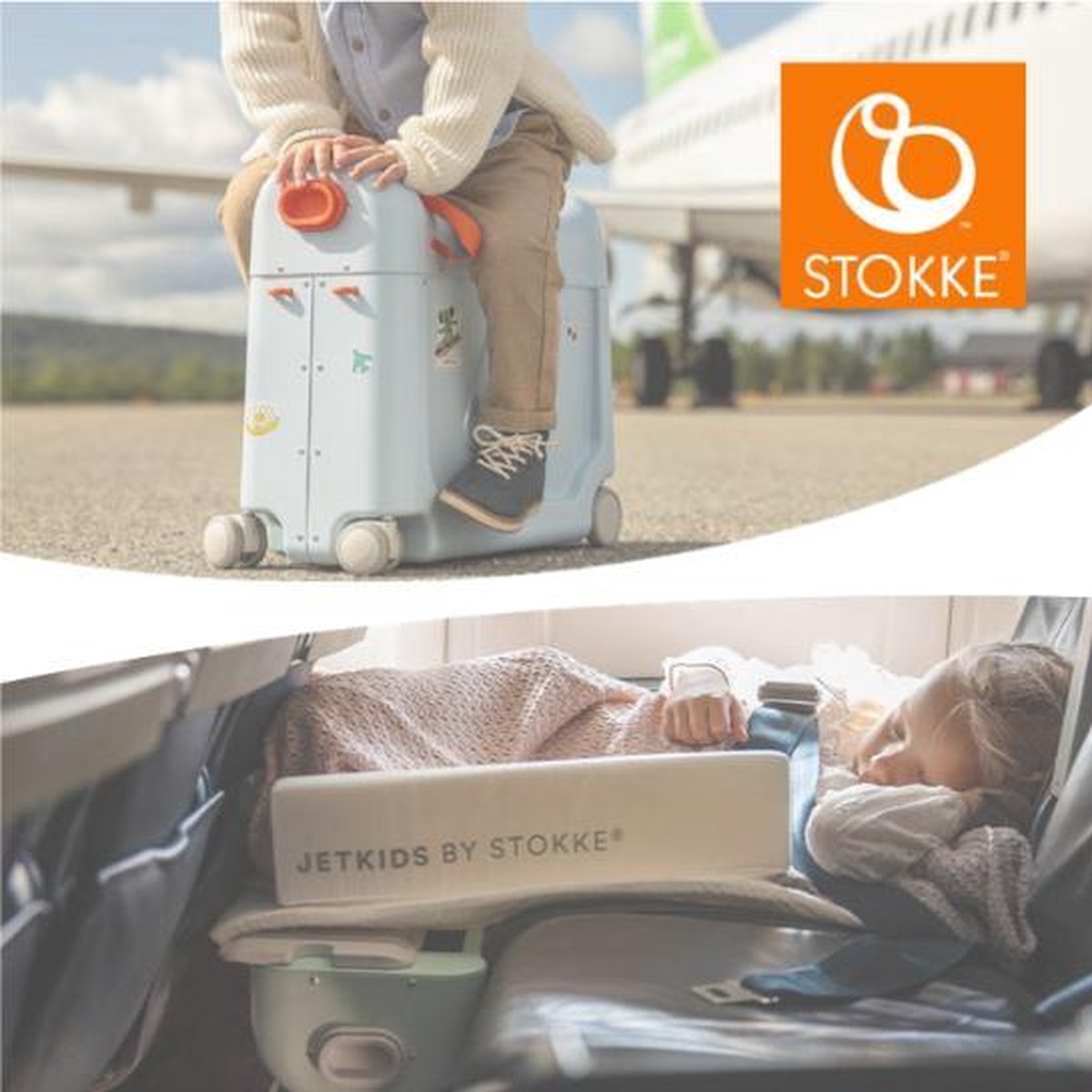 Stokke JetKids - BedBox 2.0 - Rijdende reiskoffer - Vliegtuigbedje -  Voetensteun | bol.com