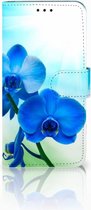 Huawei P30 Lite Bookcase Hoesje Design Orchidee Blauw