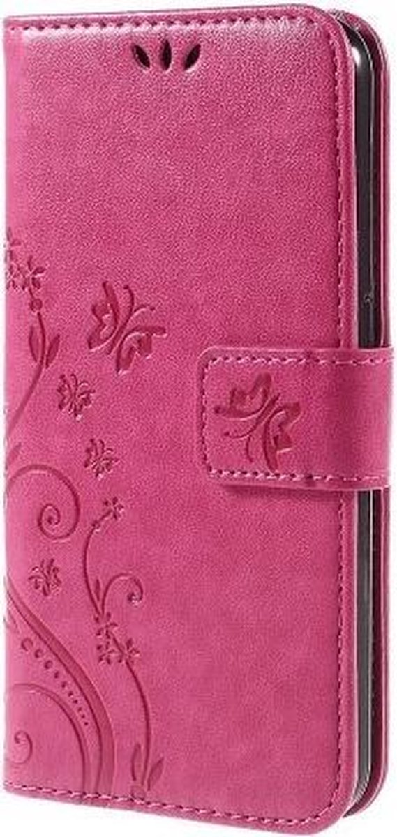 Bloemen & Vlinders Book Case - Geschikt voor Samsung Galaxy S6 Hoesje - Roze