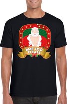 Foute Kerst t-shirt zwart Horney Kerstman  - Hashtag Me Too Please - Kerst shirts M