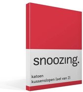Snoozing - Coton - Taies d'oreiller - Lot de 2 - 60x70 cm - Rouge