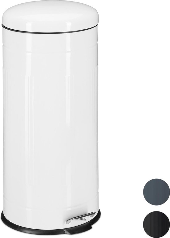 bol.com | relaxdays pedaalemmer 30 liter - met binnenemmer - prullenbak met  deksel - vuilnisbak wit