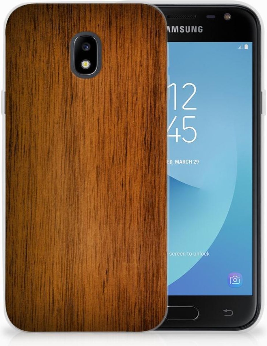 Samsung Galaxy J3 2017 Bumper Hoesje Donker Hout