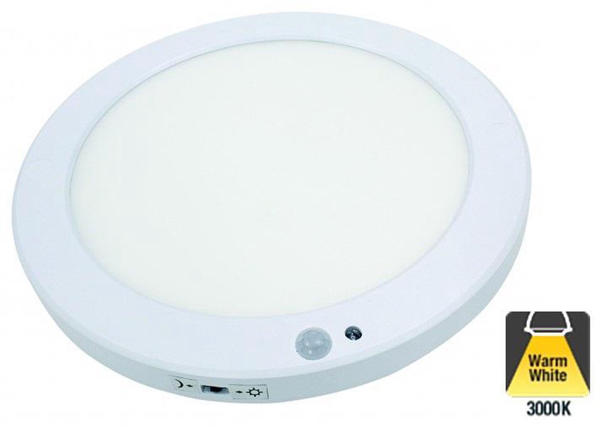 Led Plafonniere met bewegingssensor 18w - Ø220mm - 1350 Lumen - 3000K Warm Wit - IP20