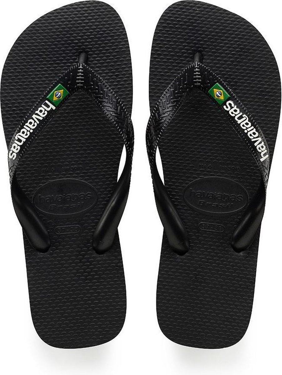 Havaianas Brasil Logo Unisex Slippers - Black - Maat 43/44