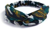 Haarband Print | Bloem Groen - Okergeel - Wit | Elastische Bandana | Fashion Favorite