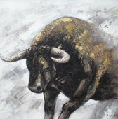 Schilderij - Handgeschilderd - Stier 100x100cm