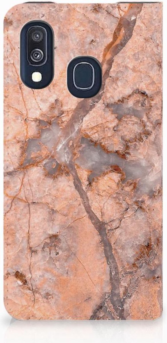 Samsung Galaxy A40 Standcase Marmer Oranje