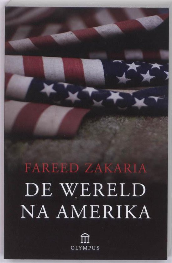 Boekomslag van 'De Wereld Na Amerika' met een close-up van de Amerikaanse vlag.