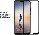 3D Full Cover 9H Screen Protector met Zachte Carbon Fiber Rand for Huawei P20 _ Black
