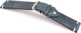 Horlogeband V band Blauw - Leer - 24mm