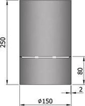 Kachelpijp Ø150 condensring 250mm grijs - grijs - 2mm - staal - H250 Ø150mm