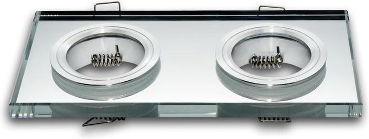 LED line Inbouwspot - Dubbel - Vierkant - Glas - 178x89 mm - GU5.3 Fitting - Chroom