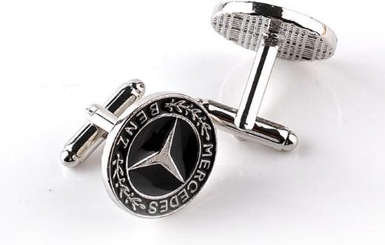 Manchetknopen Auto Mercedes Zilverkleurig Zwart - Trendy Gents