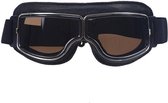 CRG Cruiser Motorbril - Zwart Leren Motorbril - Retro Motorbril Heren - Donker Glas