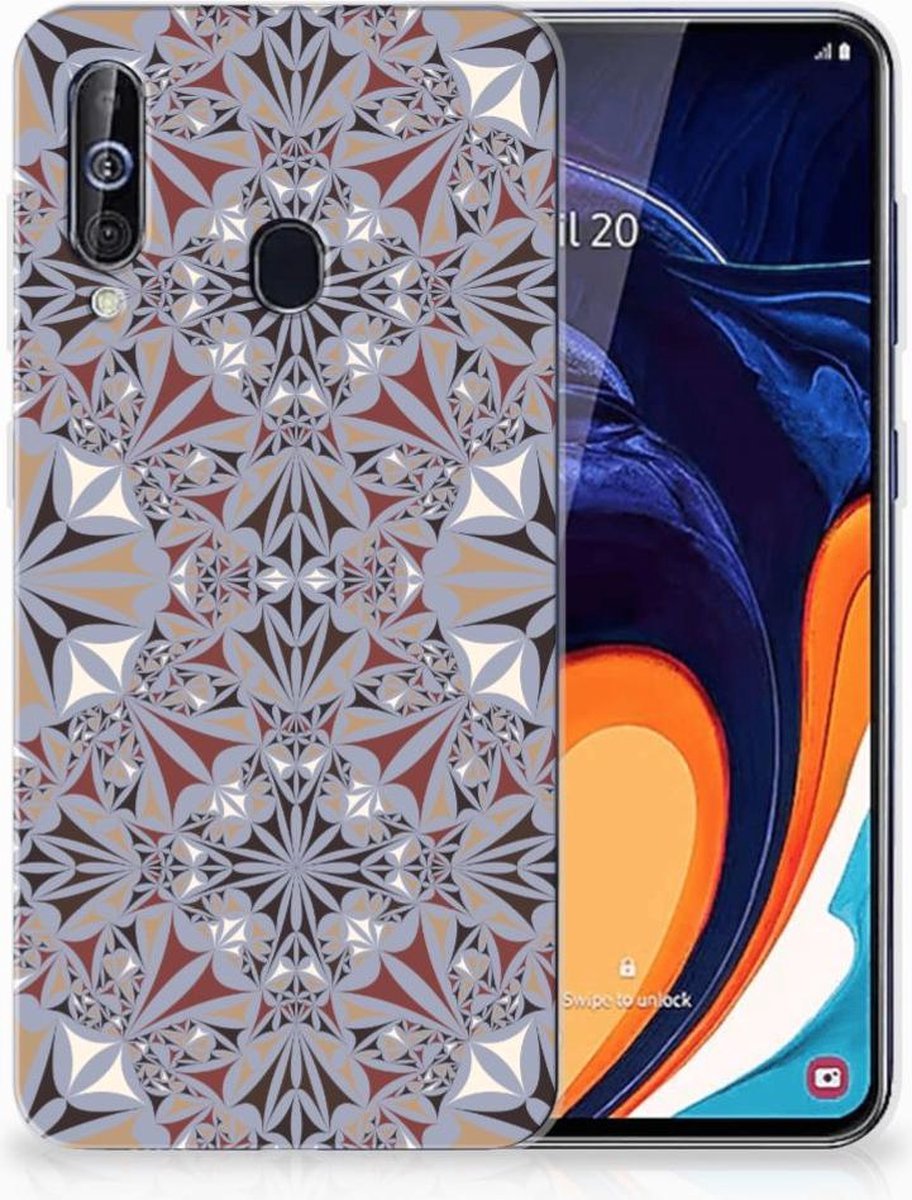 Samsung Galaxy A60 TPU Siliconen Hoesje Flower Tiles