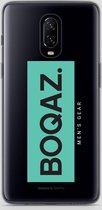 BOQAZ. OnePlus 6t hoesje - Labelized Collection - Turquoise print BOQAZ