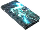 Wolf hoesje kunstleer Geschikt voor Samsung Galaxy J3 (2015) / J3 (2016)