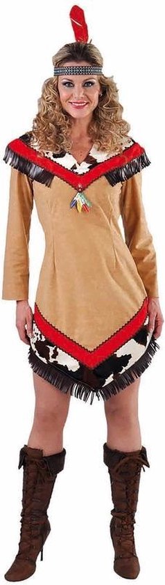 Toppers Indianen jurkje met koeienprint voor dames 36 (s) - indiaan kostuum