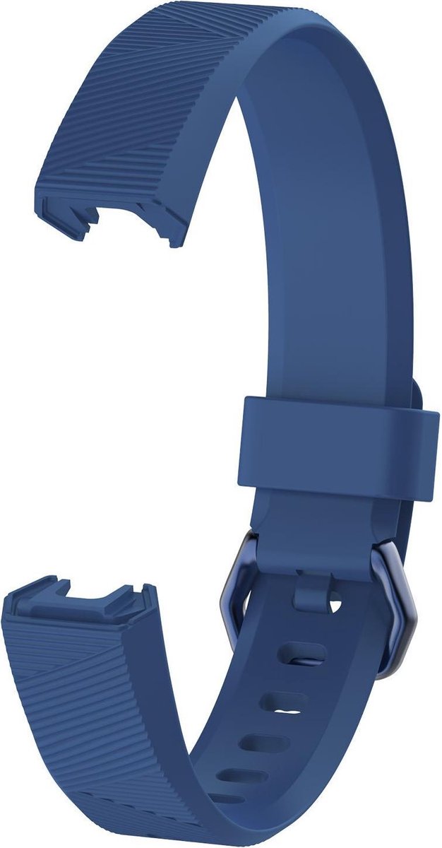 KELERINO. Siliconen bandje geschikt voor Fitbit Alta (HR) - Gespsluiting - Donker Blauw - Large