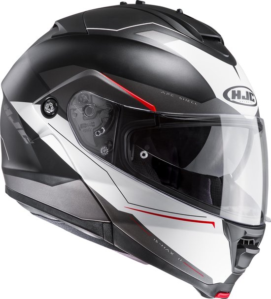 | HJC IS Max II Magma Mc1Sf Zwart Wit Rood | HJC IS Max II Systeemhelm Motorhelm Wit Maat S