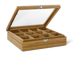 Bredemeijer - Theedoos 12 vaks venster bamboe natural