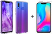 Huawei P Smart Plus 2018 hoesje siliconen case hoes cover transparant - 1x Huawei p smart plus 2018 screenprotector