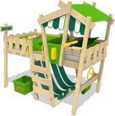 WICKEY Kinderbed, hoogslaper Crazy Hutty groen/appelgroen dekzeil, Eenpersoonsbed, Houten bed 90x 200 cm