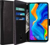 Huawei P30 Lite Hoesje - Lederen TPU Book Case Portemonnee Flip Wallet - Zwart