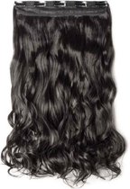 3 stuk Clip in Hair Extensions Weave Lang Krullend Synthetisch Haar Vrouwen Real Natuurlijke Haar Extensions Natural Black 50 cm Kleur 2A