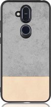 Shop4 Nokia 8.1 - Coque arrière rigide Denim et Cuir Grijs