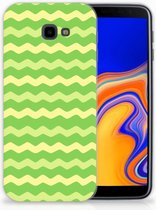 Geschikt voor Samsung Galaxy J4 Plus (2018) TPU Siliconen Hoesje Design Waves Green