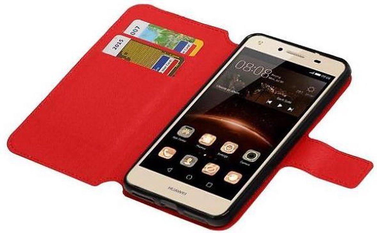 Cross Pattern TPU Bookstyle Wallet Case Hoesje Geschikt voor Huawei Y5 II Rood