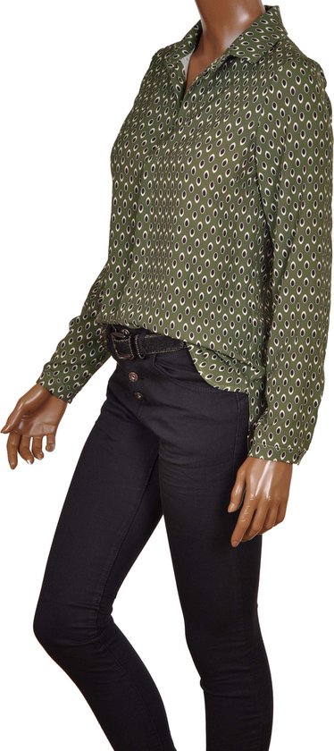 Noa print blouse groen/zwart van Triple Nine - Maat S | bol.com