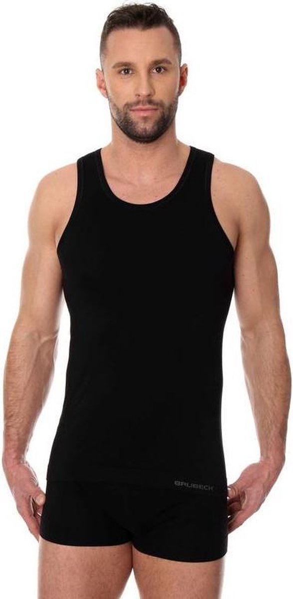 Brubeck Heren Ondergoed Hemd - Naadloos Elastisch Katoen - Zwart XL