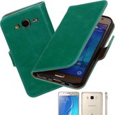 MP Case PullUp groen leder look hoesje voor Samsung Galaxy J5 2016 Booktype - Telefoonhoesje - smartphonehoesje - beschermhoes.