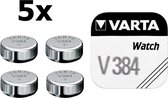 5 Stuks - Varta V384 38mAh 1.55V knoopcel batterij