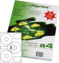 Rillprint Etiketten CD-ROM 3 + CD-hoes etiketjes - type 89126 - 3 op een vel A4 - 100 vel per pak - 300 etiketten - Geschikt voor Kopieermachines, Laser en Inkjet -printers