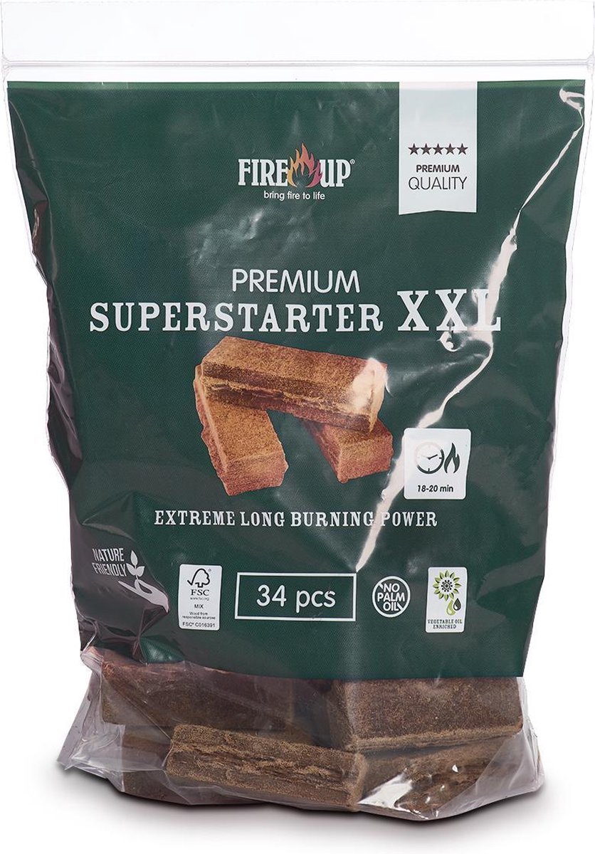 Fire-Up Aanmaakblokjes PREMIUM XXL superstarters (zak a 34 st)