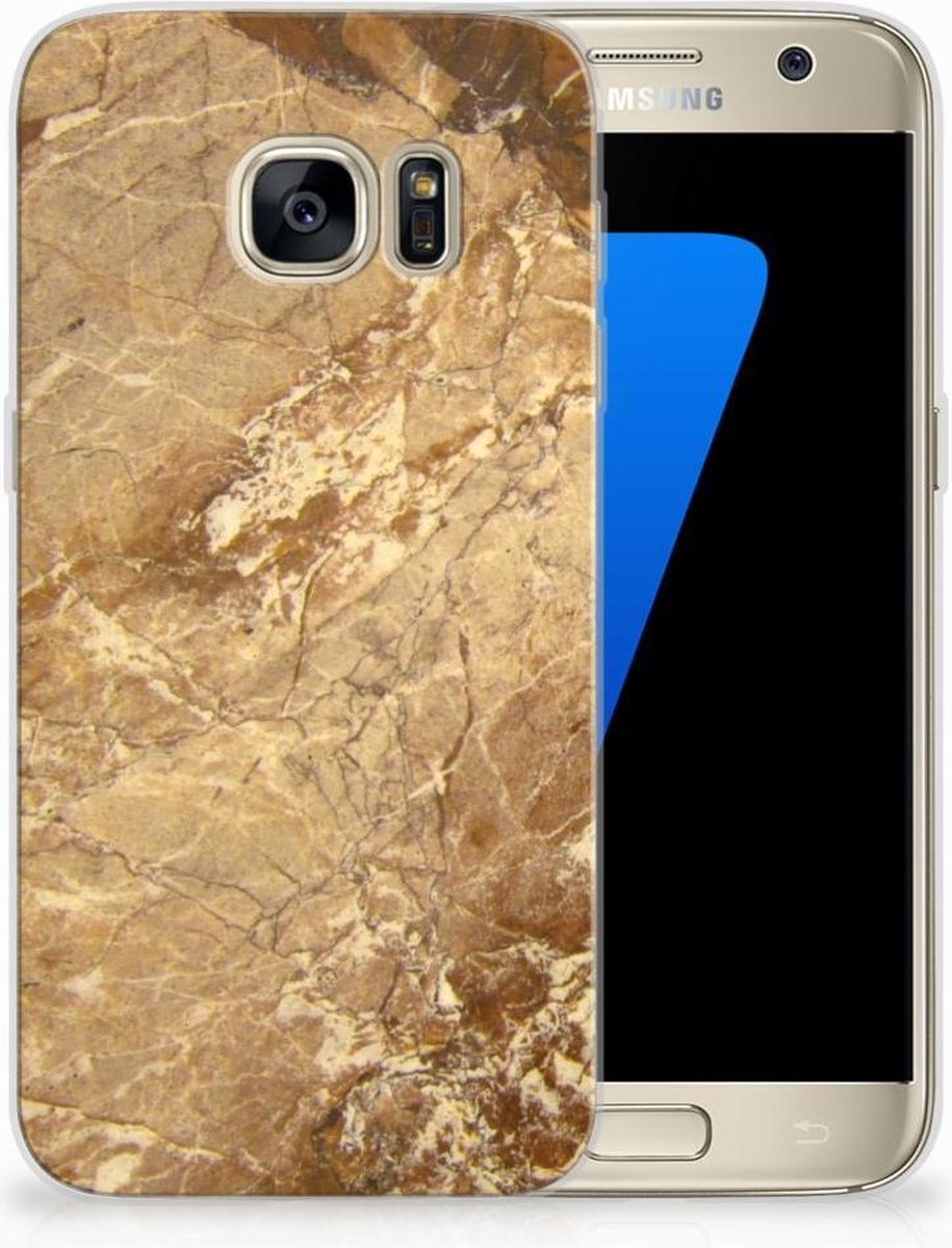 Samsung Galaxy S7 TPU Siliconen Hoesje Marmer Creme