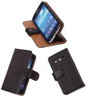 BestCases Hoesjes Zwart Luxe Echt Lederen Booktype Samsung Galaxy Express 2