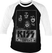 Kiss - In Concert Distressed Poster heren baseball shirt zwart/wit - Band merchandise - M - Hybris