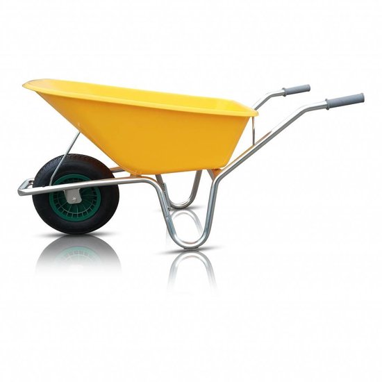 Hummer Bouwkruiwagen 100 liter - Bak HDPE Geel - met Luchtband van Hummer — afbeelding 2